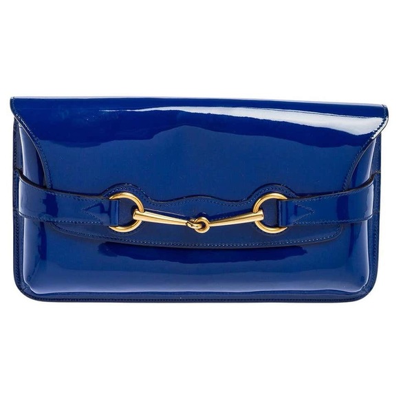 Gucci Royal Blue Patent Bright Bit Clutch with strap - Picture 2 of 10